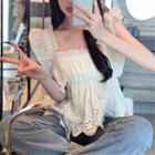Ruffle Sleeve Square Neck Chiffon Top