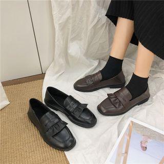 Faux Leather Ruffle Loafers