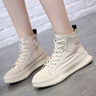 Platform Canvas Lace-up Short Boots
