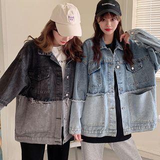 Frayed Two-tone Denim Jacket
