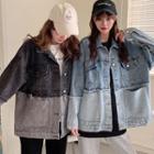 Frayed Two-tone Denim Jacket