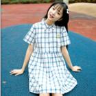 Check Short-sleeve Collared Dress
