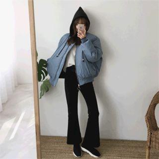 Detachable-hood Two-way Puffer Jacket