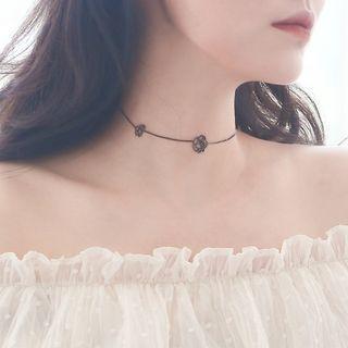 Rose Sterling Silver Choker Silver - One Size