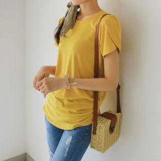 Petal-sleeve Colored T-shirt
