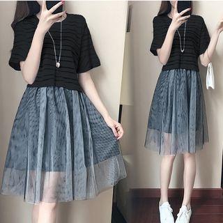Set: Mesh Top + Mesh Layered Dress