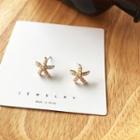 Starfish Faux Pearl Alloy Earring 1 Pair - Ear Studs - Gold - One Size