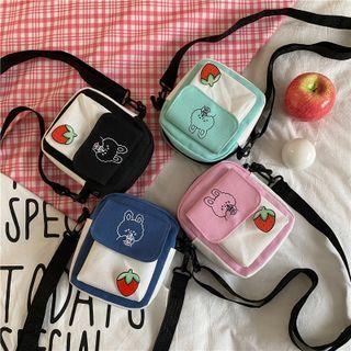 Cartoon Rabbit Print Two-tone Crossbody Bag