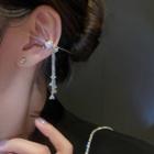 Rhinestone Alloy Fringed Earring 1 Pc - Left Ear - Silver - One Size