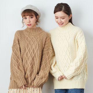 Mock Neck Argyle Patterned Sweater