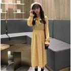 Long-sleeve Tie Neck Floral Dress