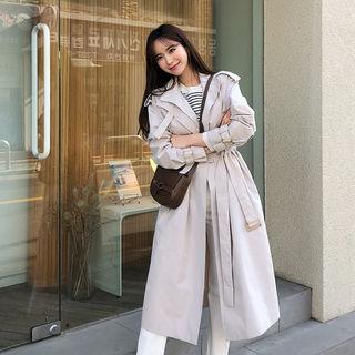 Buckled-trim Trench Coat With Belt