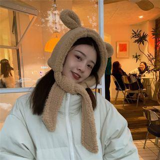 Bear Ear Accent Fleece Ear Flap Hat
