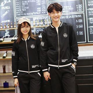 Couple Matching Lettering Zip Jacket / Sweatpants