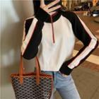 Color Block Stand Collar Jacket