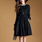 Long-sleeve A-line Lettering Mini Dress