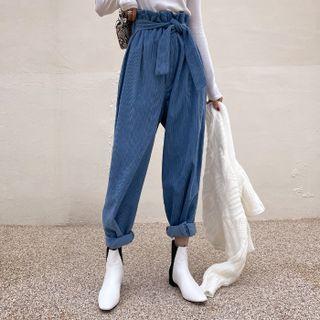 Paperbag-waist Corduroy Pants