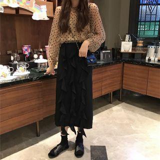 Dotted Blouse / Camisole Top / Midi Skirt / Set