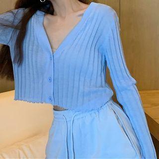 V-neck Crop Knit Cardigan