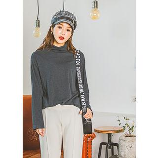 Tall Size Brushed-fleece Lined Turtleneck Top