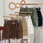 High-waist Plain A-line Mini Skirt With Chain