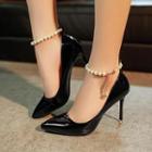 Beaded Ankle-strap Pumps
