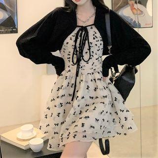 Open Front Jacket / Sleeveless Dress