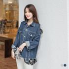 Paneled Frayed Denim Jacket