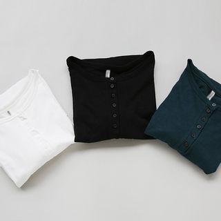 Long-sleeve Plain Henley