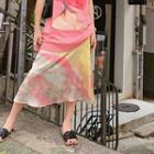Dye Print Midi A-line Skirt