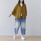 Plain Batwing Sleeve Blouse Earth Yellow - One Size