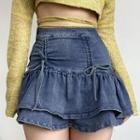 High-waist Frilled-trim Mini A-line Skirt