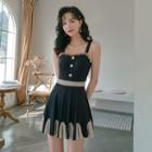 Two-tone Ruffled Swim Dress
