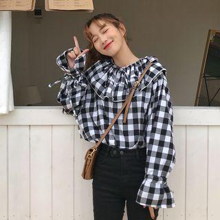 Gingham Blouse As Shown In Figure - One Size