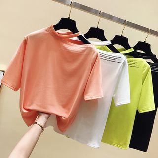 Lettering Cut-out Short-sleeve T-shirt