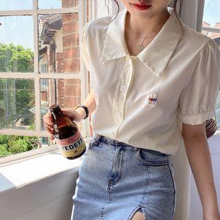 Short-sleeve Rabbit Embroidered Blouse