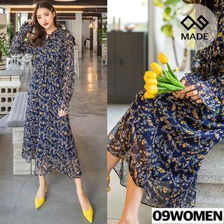 Tall Size Floral Print Chiffon Dress