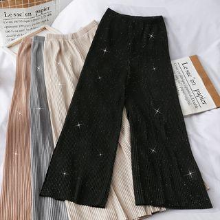 Glitter Pleated Wide Pants
