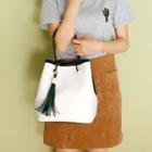 Faux-leather Tasseled Bucket Bag With Pouch