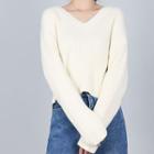 V-neck Tie Back Sweater Off-white - One Size