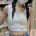 Mock Two-piece Floral Crop Tank Top