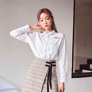 Tie-neck Plain Blouse