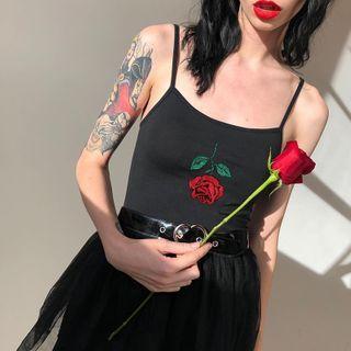 Rose Embroidered Camisole Crop Top