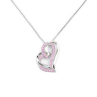 ?tender Love?925 Silver Pink Cz Heart Necklace, Women Jewelry Gift