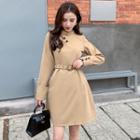 Button-up Long-sleeve Shift Dress