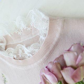 Lace-detail Embroidered Pullover