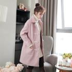 Toggle-button Wool Blend Coat Pink - One Size