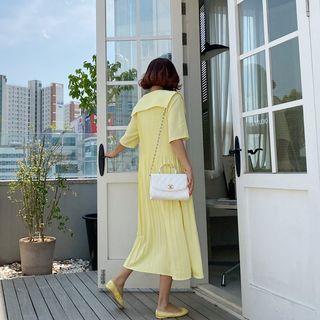Sailor-collar Long Pleat Dress