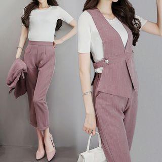 Set: Plain Vest + Capri Pants