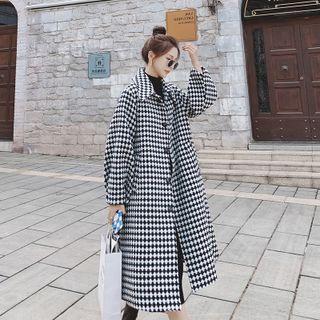 Houndstooth Long Woolen Jacket